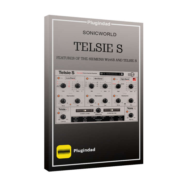 SonicWorld Telsie S audio plugin interface showing sound design and music production controls inside a DAW