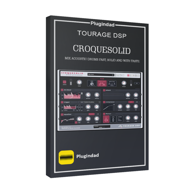 Tourage DSP Croquesolid audio plugin interface showing creative distortion and sound design controls